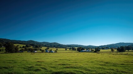 Obraz premium A Serene Farm With A Vibrant Green Pasture