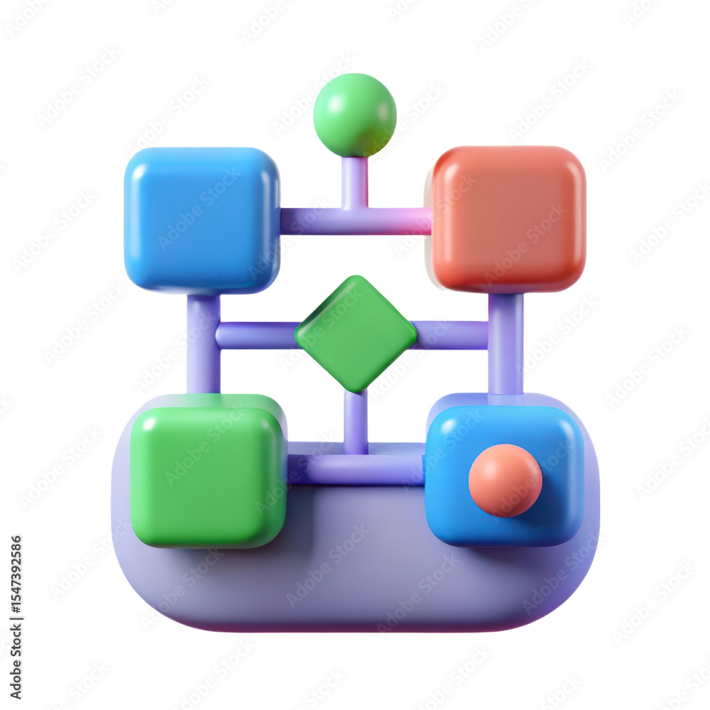 Poster flowchart illustration 3d rendering plasticstyle icon isolated on transparent background depicting p