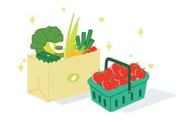 editable healthy groceries high resolution vector graphics icon with white background
