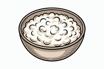 Creamy Oatmeal Bowl Illustration for Breakfast Menu