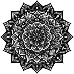 Abstract floral mandala pattern with ornamental round design on seamless vector background