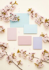 Paper Mockup with Spring Blossoms