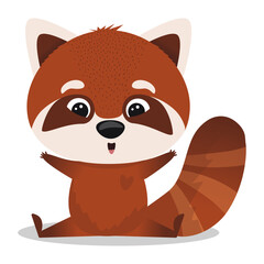 Cute adorable vector red panda ready to hug everyone. Hand drawn