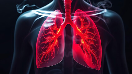 Radiograph on dark background in hospital.The x-ray used for diagnosis of the illness of patient.Medical concept.Blue tone xray show mass at left lung with	