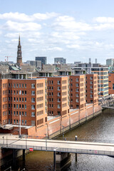 Brick buildings. City skyline. Architectural panorama.
