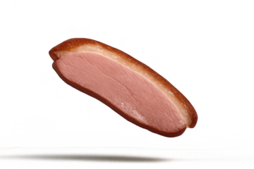 Smoked duck breast slice isolated on transparent background, delicious meat