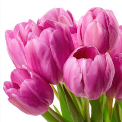 Obraz premium Stunning Pink Tulips Bouquet Close Up , isolated on white background png