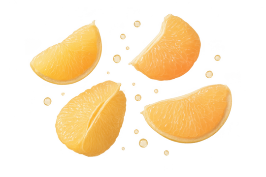 Vibrant orange fruit slices isolated on transparent background for designs use.