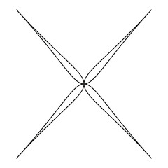 Geometric Cruciform Shape with Intersecting Petal-like Forms