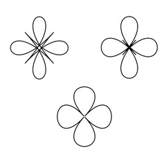 Geometric Floral Arrangements in Line Art shape outline