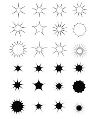 Collection of Abstract Burst and Star Shapes outline