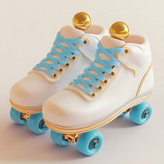 3d Cute roller skate shoes icon in the style