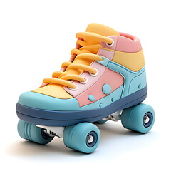 3d Cute roller skate shoes icon in the style