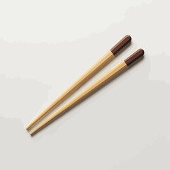 Elegant Wooden Chopsticks with Dark Brown Ends on White Background