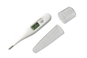 Digital thermometer showing 36.8 degrees isolated on transparent background