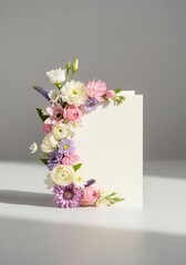 Blank Card with Pink Flowers