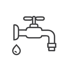 Water Faucet Icon for Conservation Websites, Plumbing Blogs, Home Improvement Materials, Sustainable Resource Management, and Water Saving Education