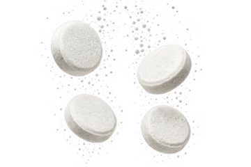 Effervescent tablets with transparent background, isolated and cut-out medicine
