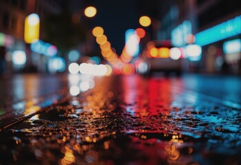 Out-of-focus urban night lights creating a vibrant bokeh effect