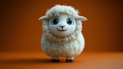 Cute cartoon sheep, fluffy and adorable
