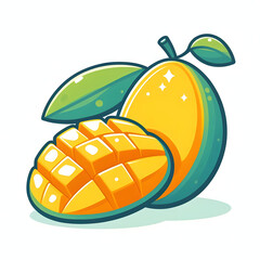 Halved Mango – Flat Exotic Fruit with Seed