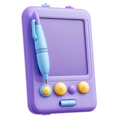 A purple icon of an art tablet with a stylus 3D