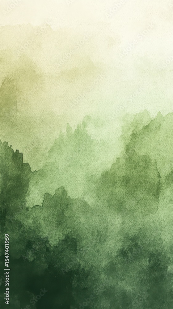 Poster abstract painting with green color gradient in serene landscape