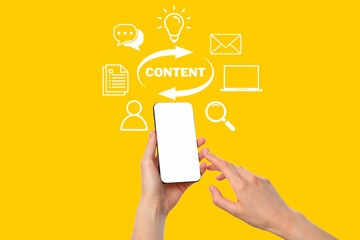 Person interacts with a smartphone while exploring diverse digital content options