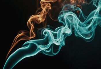 Luminous smoke swirls in vibrant colors against a black background