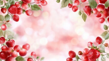 Obraz premium Fresh Berries in a Pastel Pink Background
