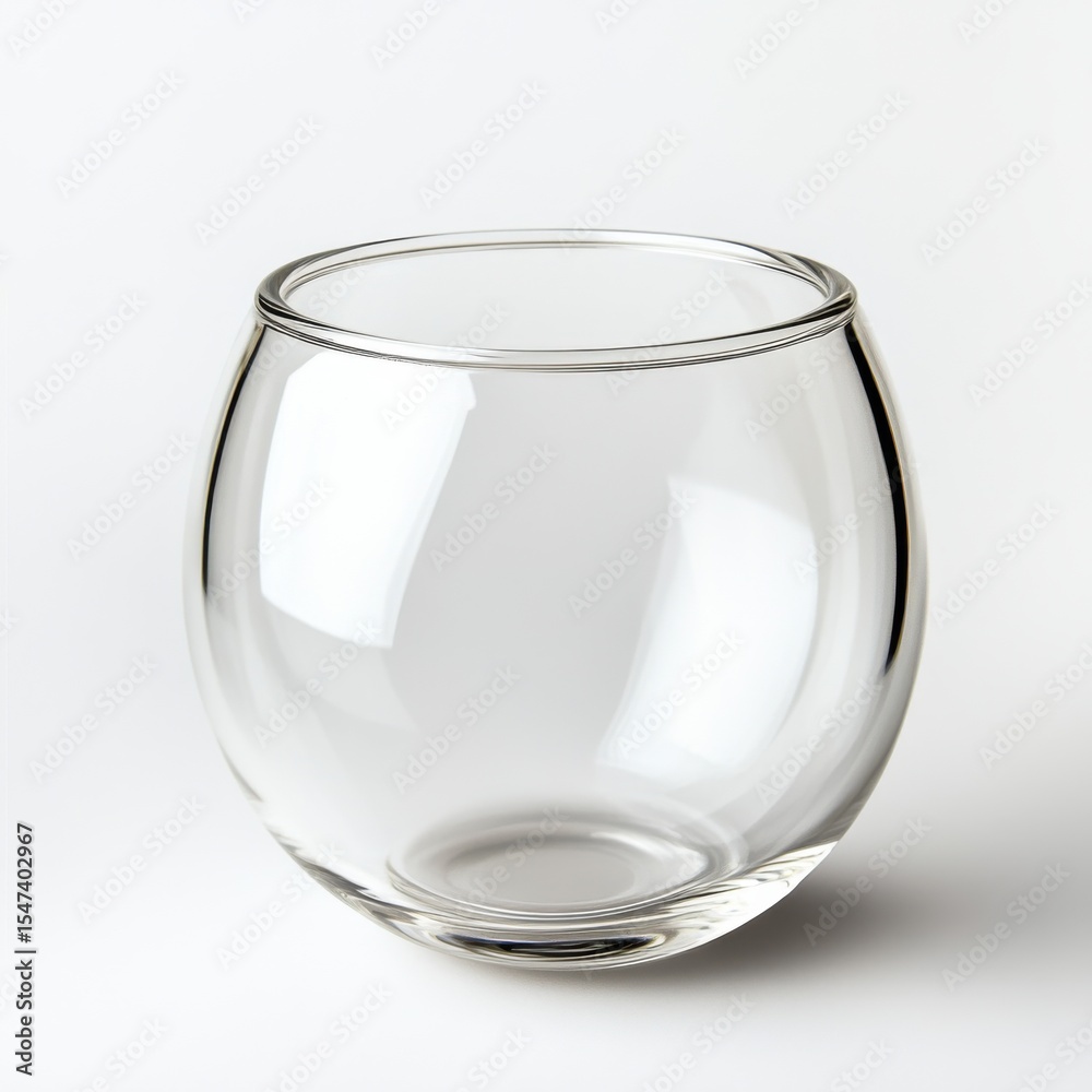 Aufkleber empty glass on white background in minimalistic studio setting