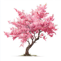 Stunning Pink Cherry Blossom Tree Illustration , isolated on white background png