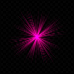 Light burst. Pink central starburst with sharp rays and transparent glow, perfect for sci-fi, energy, or futuristic interface visuals.