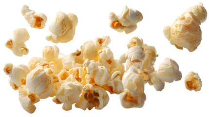 Fototapeta premium A splash of fluffy white popcorn kernels in mid-air, creating a whimsical and fun atmosphere.