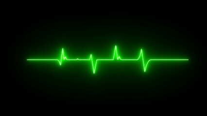 Abstract blue neon heartbeat signal icon illustration. Neon heartbeat signal and pulse rate signal icon.