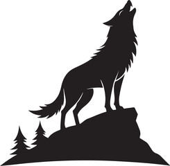 Howling wolf silhouette vector icon