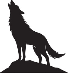 Howling wolf silhouette vector icon