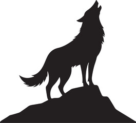 Howling wolf silhouette vector icon