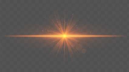Light burst. Red starburst with fine rays, sparkles, and radial symmetry on transparent backdrop, ideal for fantasy or magic concepts.