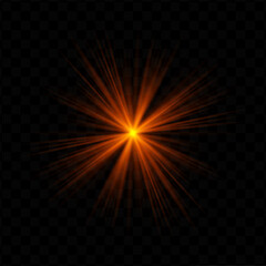 Light burst. Golden central starburst with sharp rays and transparent glow, perfect for sci-fi, energy, or futuristic interface visuals.