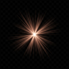 Light burst. Golden central starburst with sharp rays and transparent glow, perfect for sci-fi, energy, or futuristic interface visuals.