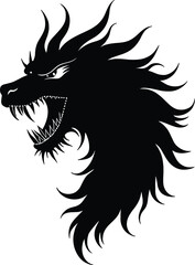 Obraz premium Fierce Black Dragon Head Silhouette Vector Illustration, EPS File