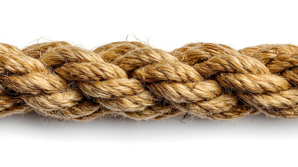 Close-up of a braided, natural jute rope with a soft, rustic appearance against a clean white background.