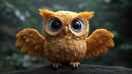 Cute, fluffy, golden owl