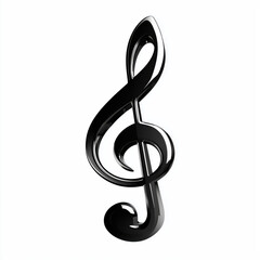 Glossy Black Treble Clef , isolated on white background png
