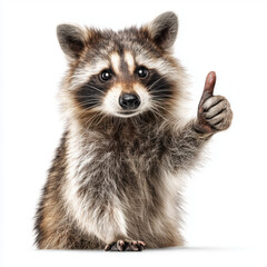 Obraz premium Adorable Raccoon Giving a Thumbs Up , isolated on white background png