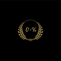 Fototapeta premium OK beautiful feminine and elegant wedding monogram initial logo with circle floral gold