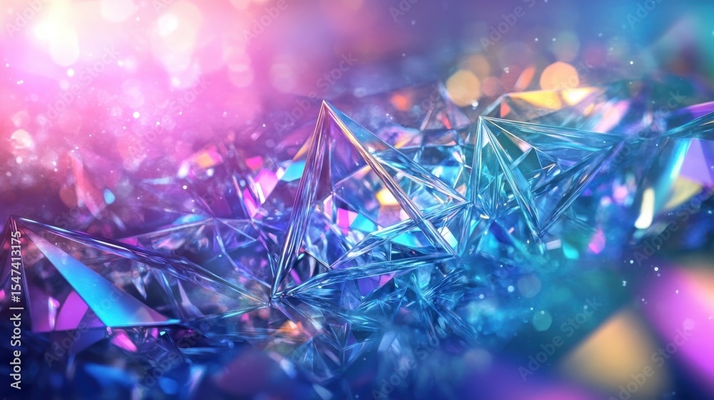 Poster Vibrant array of sparkling crystals reflecting colorful light