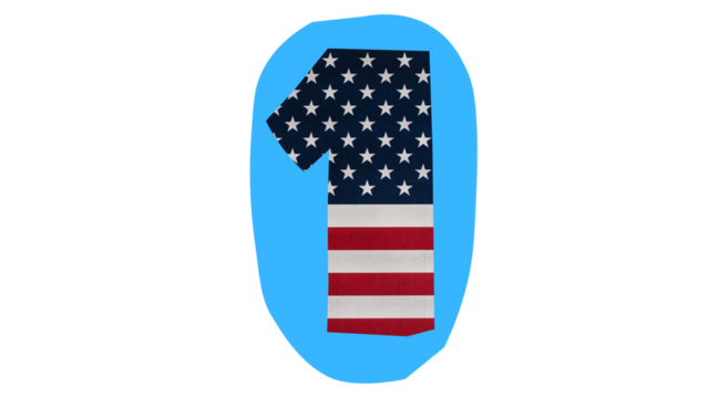 American flag-themed number one, patriotic design, t-shirt shape. - Powered by Adobe