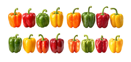 Fototapeta premium Pack of Vibrant Bell Peppers A Colorful Collection set against transparent Background